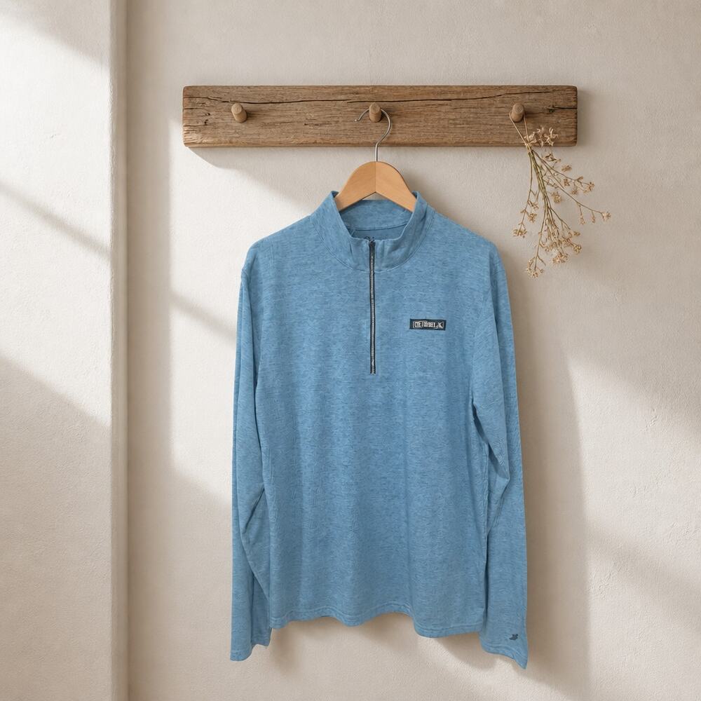 League 91 Reclaim Telluride Quarter Zip Pullover Blue Heather Mens L REPREVE NWT